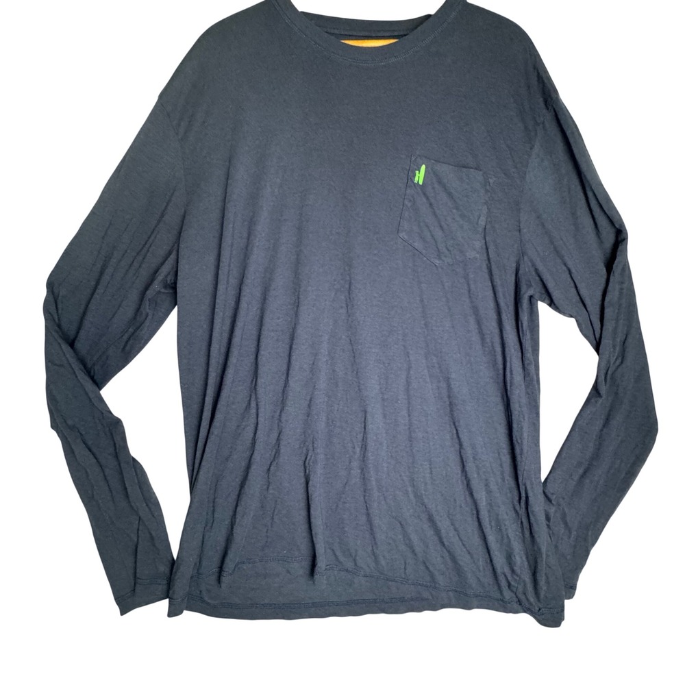 Johnnie-O Mens XL Long Sleeve Pocket T-Shirt Navy Blue Recipe for Happiness Tee